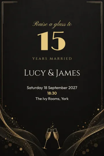 Anniversary invitation, Champagne anniversary design