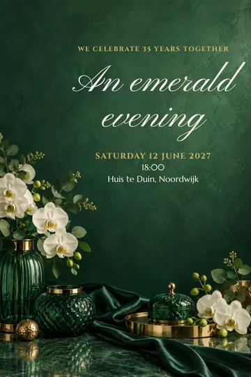 Emerald anniversary invitation design