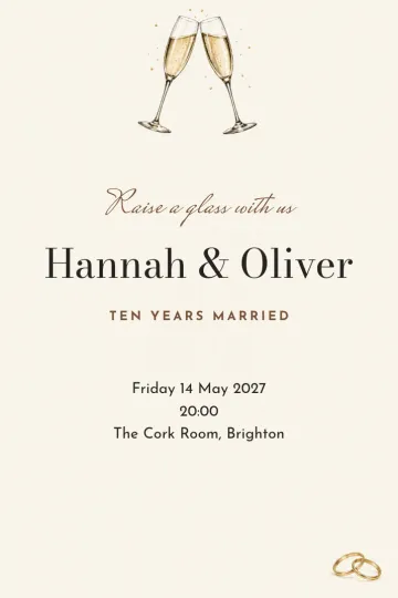 Anniversary invitation, A toast to love design