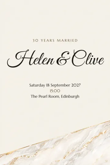 Anniversary invitation, Pearl marble design