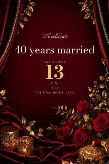 Ruby anniversary invitation design