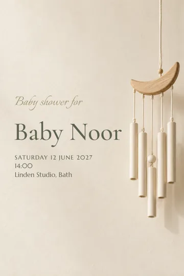 Soft wind chime invitation design