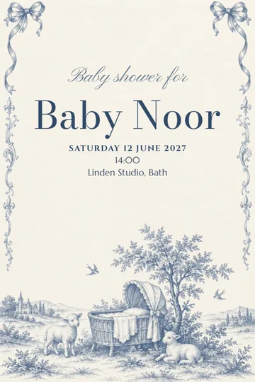 French nursery toile invitation design