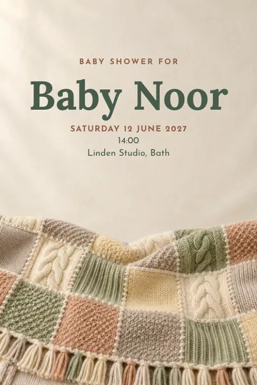 Knitted patchwork invitation design