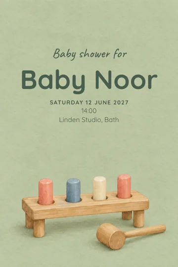 Tiny peg bench invitation design
