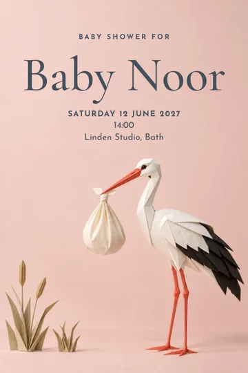 Paper stork invitation design
