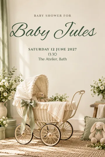 Vintage pram invitation design