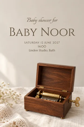 Windup music box invitation design
