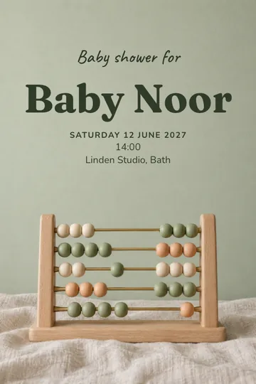 Soft wooden abacus invitation design