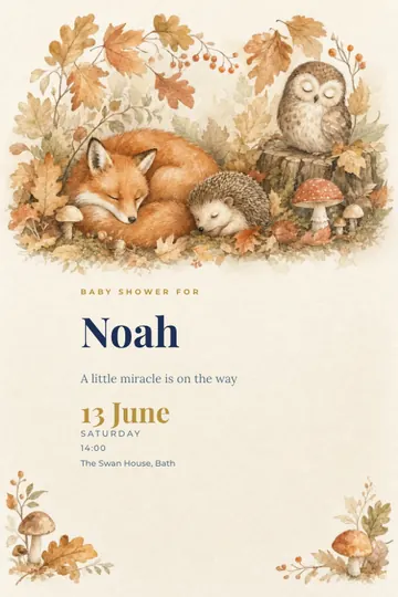 Woodland friends invitation design