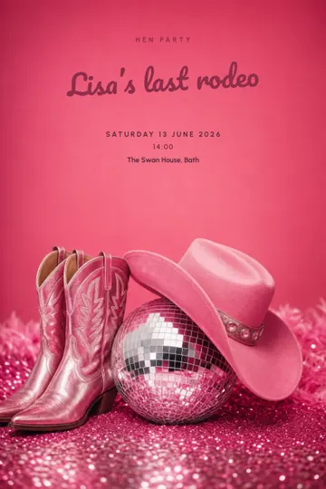 Disco cowgirl invitation design