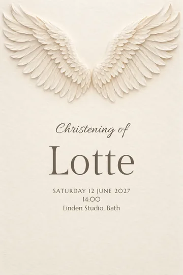 Soft angel wings invitation design
