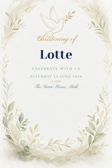 Olive branch and dove invitation design