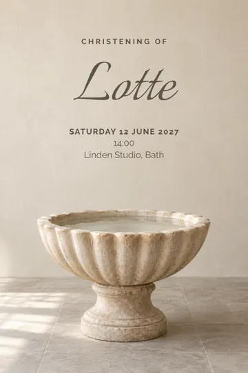 Scalloped stone font invitation design