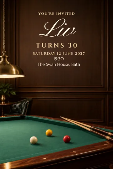 Billiards club invitation design