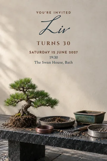 Bonsai repotting invitation design