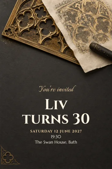 Rubbing in gold invitation design