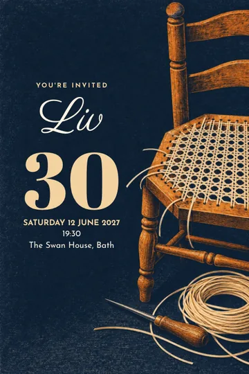 Chair caning atelier invitation design