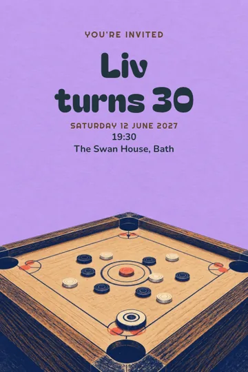 Slide into carrom invitation design