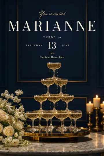 Champagne tower invitation design