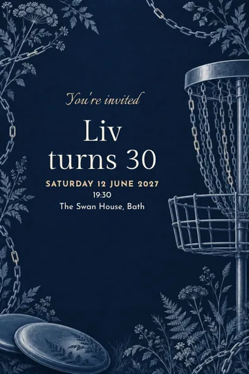Disc golf cyanotype invitation design