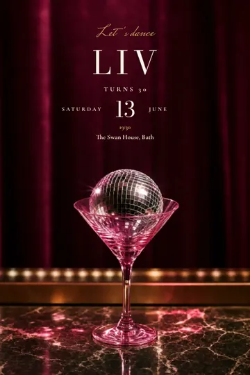 Disco martini invitation design
