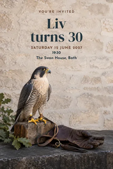 Falconry lodge invitation design