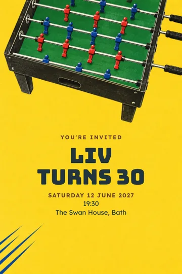 Foosball birthday invitation design