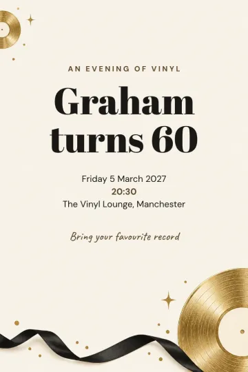Birthday invitation, Golden record design