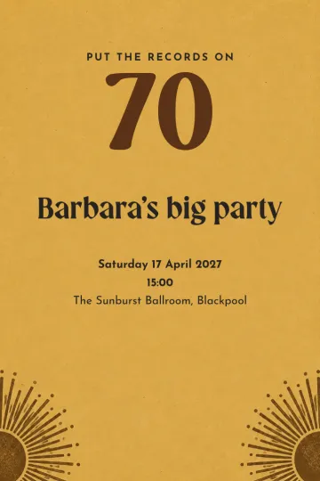 Birthday invitation, Retro sunburst design