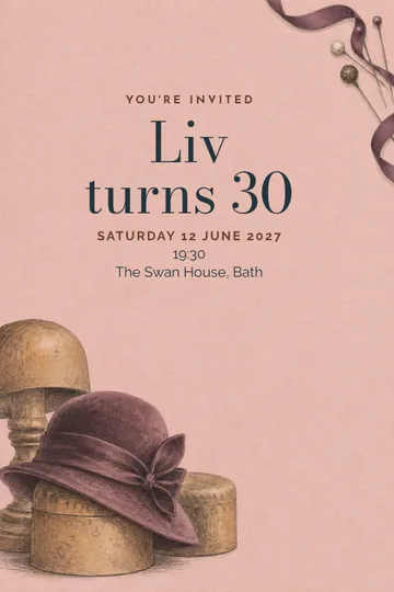 Millinery lithograph invitation design