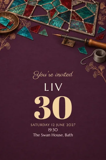 Leaded glass atelier invitation design