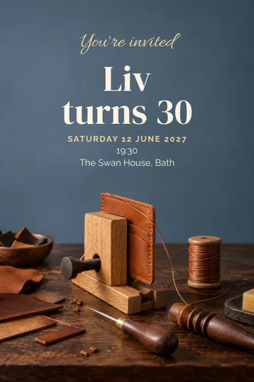 Leathercraft bench invitation design