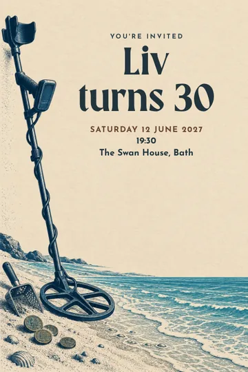 Beach finds birthday invitation design