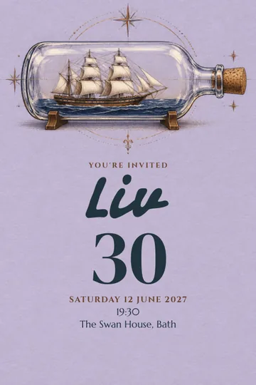 A world in a bottle invitation design