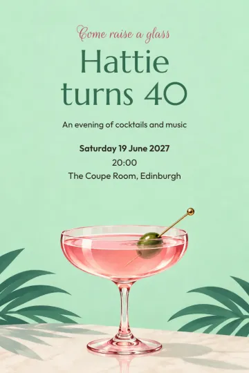 Birthday invitation, Mint coupe design