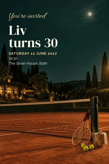 Moonlit tennis club invitation design