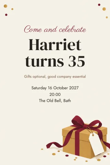 Birthday invitation, Gift and ribbon design