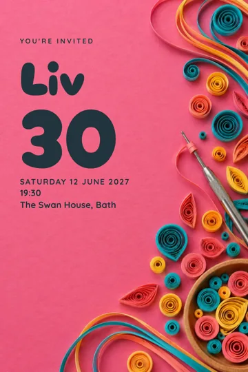 Paper quilling atelier invitation design