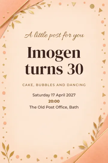 Birthday invitation, Peach envelope design