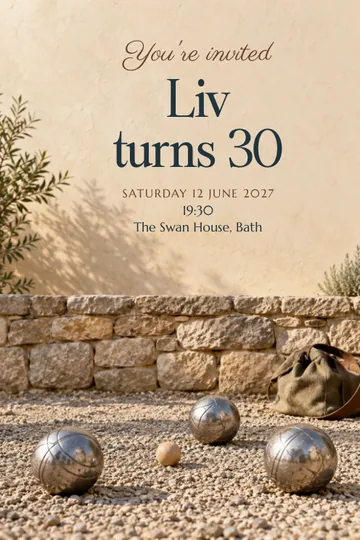 Pétanque court invitation design