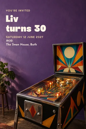 Pinball arcade invitation design