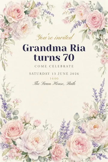 Radiant seventy invitation design