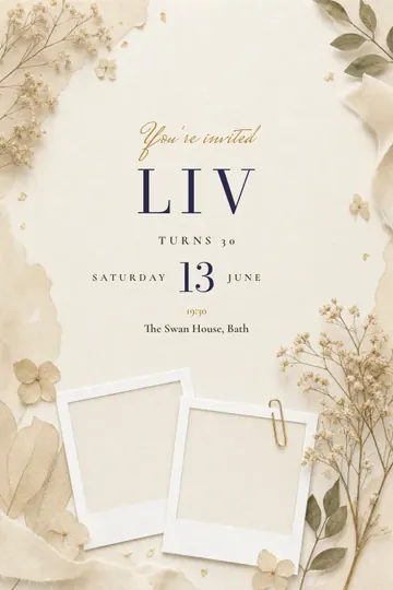 Then and now invitation design