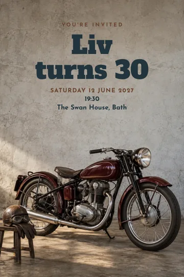 Motorcycle garage invitation design