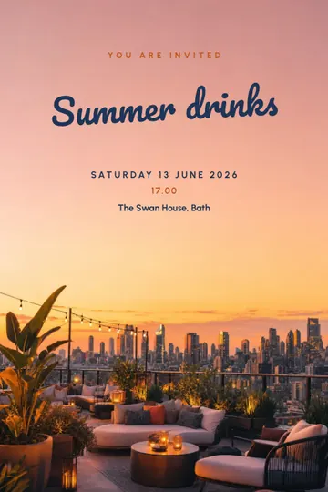 Rooftop summer drinks invitation design