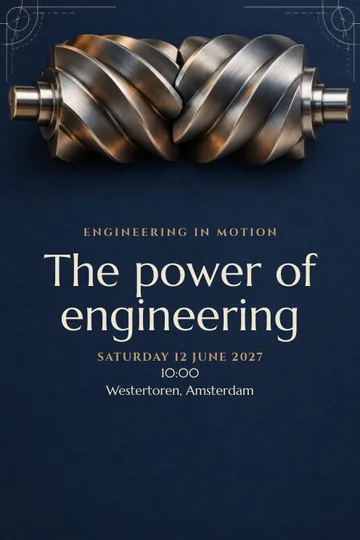 Engineering in motion invitation design