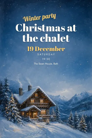 Winter chalet invitation design