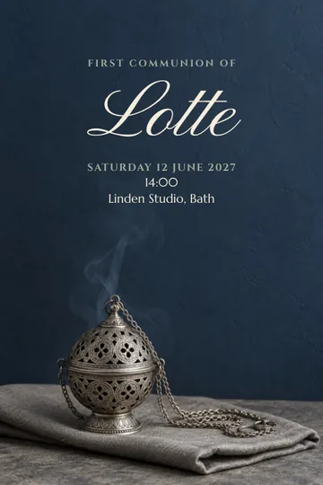Silver incense censer invitation design