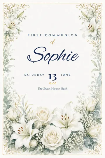 White flowers invitation design